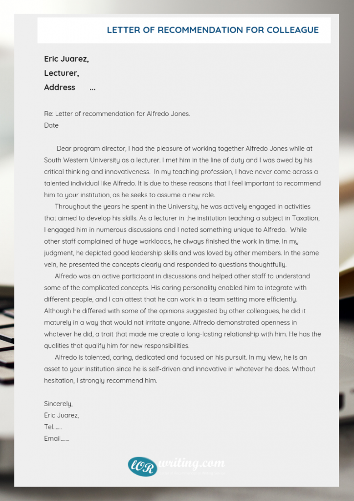 Colleague Letter of Recommendation Help | Referral Letter